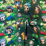 Coton ouaté coton / polyester  garçon jeu video manette fond vert- 2270210S