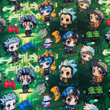 Coton ouaté coton / polyester  garçon jeu video manette fond vert- 2270210S