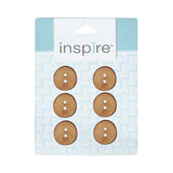 Boutons de bois 2 trous 15 mm. ( 6 ) - Inspire - 9801290