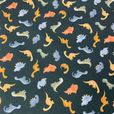 100% coton dinosaure pastel fond vert foncé  ( Dear Stella ) D2739