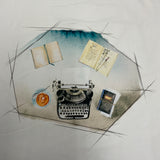 **50%* Panneau Jersey coton / élasthanne dactylo livre café fond blanc