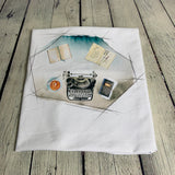 **50%* Panneau Jersey coton / élasthanne dactylo livre café fond blanc