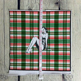 **50%* Panneau poche Jersey coton / élasthanne Pin up en maillot carreauté vert rouge blanc