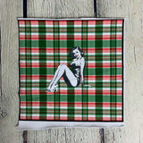 **50%* Panneau poche Jersey coton / élasthanne Pin up en maillot carreauté vert rouge blanc