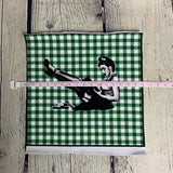 **50%* Panneau poche Jersey coton / élasthanne Pin up étudiant fond carreauté vert blanc