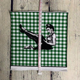 **50%* Panneau poche Jersey coton / élasthanne Pin up étudiant fond carreauté vert blanc