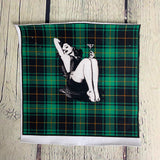 **50%* Panneau poche Jersey coton / élasthanne Pin up martini carreauté vert noir jaune