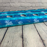 Jersey coton / élasthanne Requin poisson palmier teinte de bleu rayé ligné - 19048