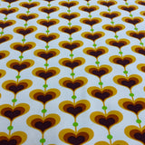 Jersey coton / élasthanne Rétro coeur teinte de brun jaune - 1961710