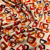 Jersey coton / élasthanne Rétro carré teinte orange brun - 1962333