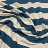 **-40%*  Jersey coton / élasthanne  ligné large bleu méditerranéen