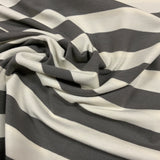 **-40%*  Jersey coton / élasthanne  ligné large Gris crème graphite