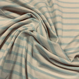 **-40%*  Jersey coton / élasthanne  ligné strié Bleu ciel menthe