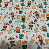 **50%*  Popeline 100% coton Lutin Noel cadeaux