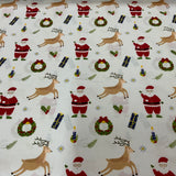 **50%*  Popeline 100% coton Père Noel couronne reine fond blanc 4175701