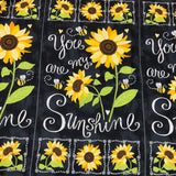 **50%*  100% coton Panneau Tournesol abeille noir ( Hello sunshine )