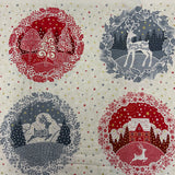 100% coton Couronne de Noël teinte de gris et rouge ( Scandi )