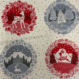 100% coton Couronne de Noël teinte de gris et rouge ( Scandi )