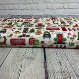 100% coton Noël à Londres fond blanc crème ( Happy christmas )