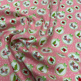 100% coton Vélo de Noël fond pois rose ( Christmas adventure)