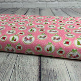 100% coton Vélo de Noël fond pois rose ( Christmas adventure)