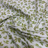 Flanelle coton feuille feuillage teinte de vert fond blanc coquille d'oeuf