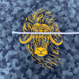 **50%* Panneau Jersey coton / élasthanne buffle jaune fond camouflage gris et noir - Exclusif