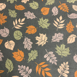 Flanelle coton feuille d'automne fond taupe / brun