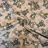 Flanelle ourson peluche étoile fond lilas 121699