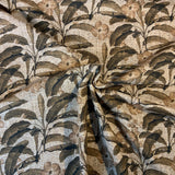 Jersey coton / élasthanne fleur feuille fond imitation lin teinte terre- 2190333