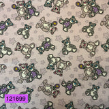 Flanelle ourson peluche étoile fond lilas 121699