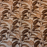 Jersey coton / élasthanne fleur feuille fond imitation lin teinte terre- 2190333