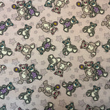 Flanelle ourson peluche étoile fond lilas 121699