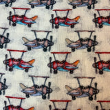 Double Gauze Mousseline 100% Coton Avion fond vanille 2012802